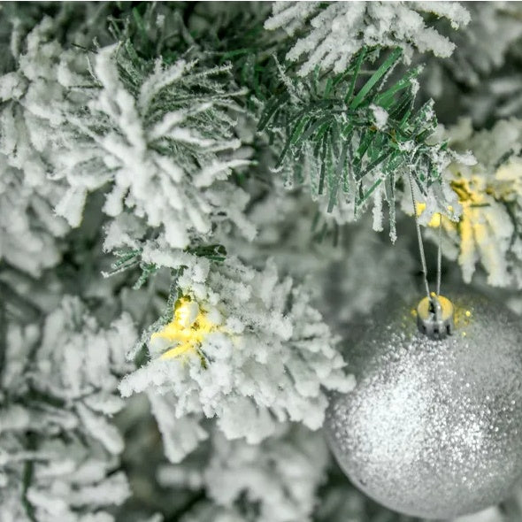 US Local 9ft Pre-Lit Snow-Flocked Slim Douglas Fir Artificial Christmas Tree With Realistic Branches, 550 LED Lights And 988 Tips