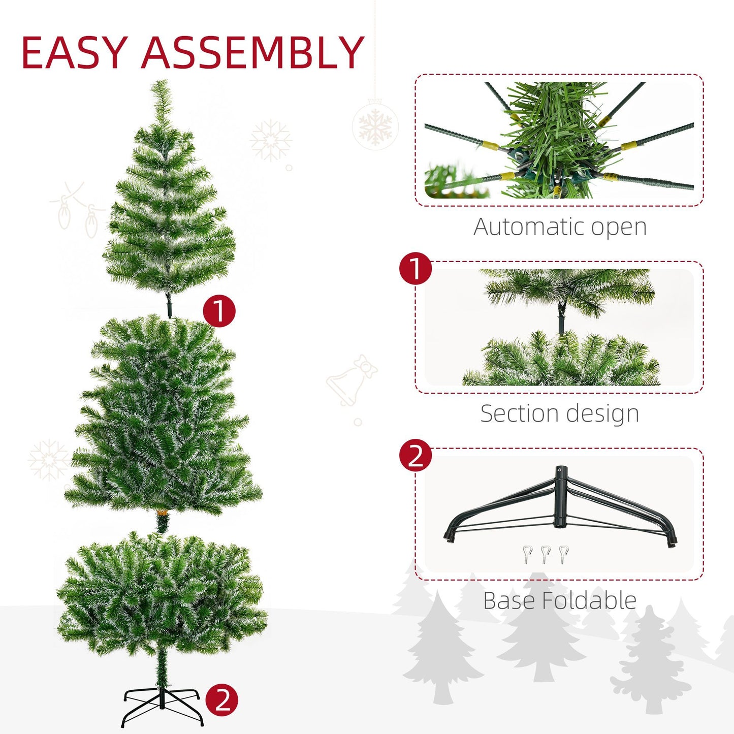 CA Local 7 ft Christmas Tree Artificial Classic Tree Holiday Indoor Decoration, With Mental Support 968 Tips, Green