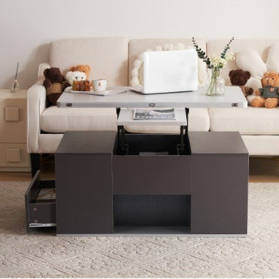 UK Local Grey Coffee Table With Storage, Lift Up Coffee Table For Living Room, Coffee Table With 2 Drawers Lift-Top Sofa End Tea Tables For Living Room Furniture