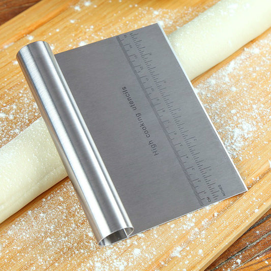 US Local Stainless Steel Pastry Spatulas Cutter With Scale Pizza Dough Scraper Fondant Cake Decoration Tools Baking Kitchen Accessories Dough Cake Stainless Steel Pizza Flour Tool Cutter Chopper Scraper