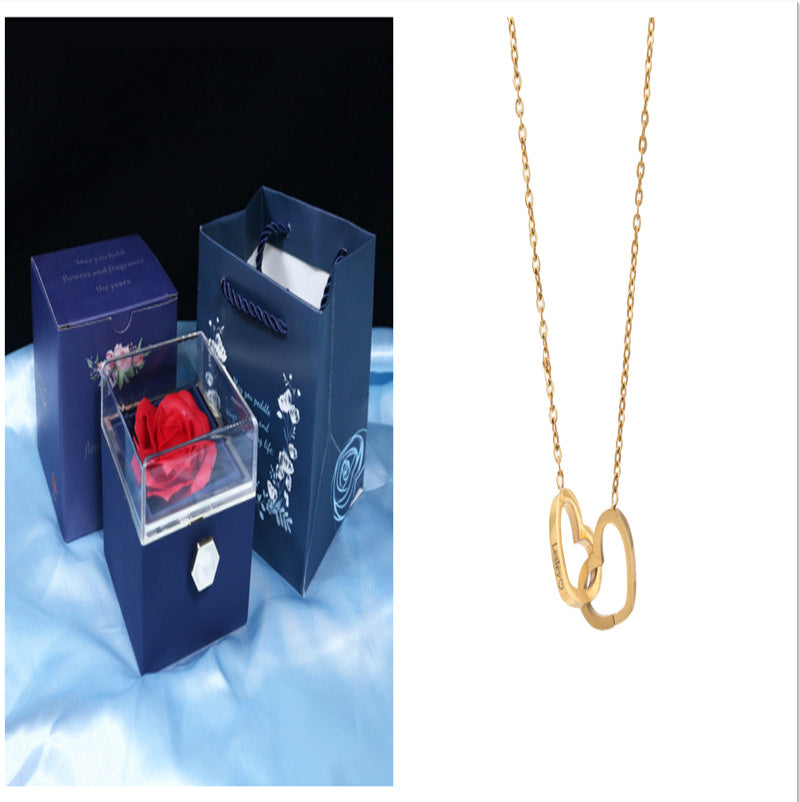 US Local Rotating Soap Flower Rose Gift Box Creative Rotating Rose Jewelry Packaging Box Valentine's Day Gift For Women