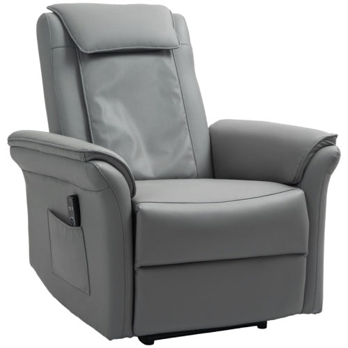 UK Local HOMCOM Recliner Armchair With 3D Kneading Massage, Breathable Leather Recliner Chair With Back Massager And Headrest, Electric Reclining Chair With Footrest, Remote, USB Port, Side Pockets For Home
