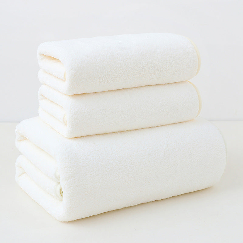 UK Local Coral Fleece Bath Towels Pack Of 3 White
