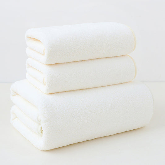 UK Local Coral Fleece Bath Towels Pack Of 3 White