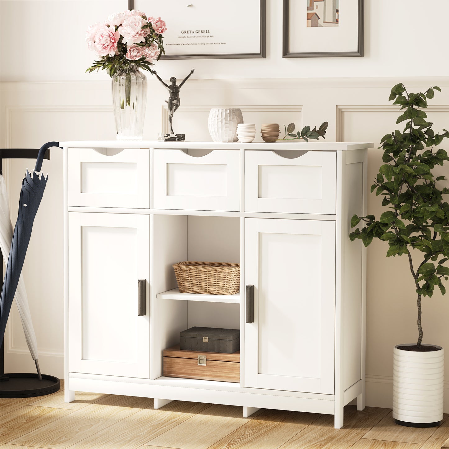 US Local Cabinets With Drawers And Shelves, Living Room, Bedroom, Bathroom Decor Cabinets Furniture Home Decor - White