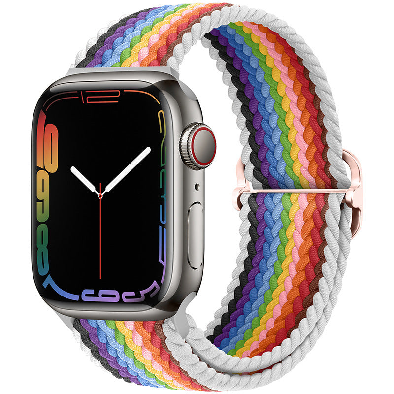Double Loop Nylon Loop Woven Rainbow Watch Strap