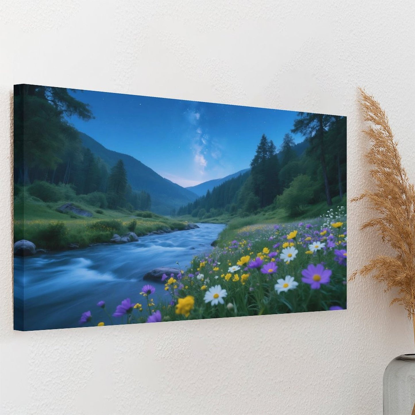 Decorative Interior Frame Painting Mountain-river-starry-summer-6