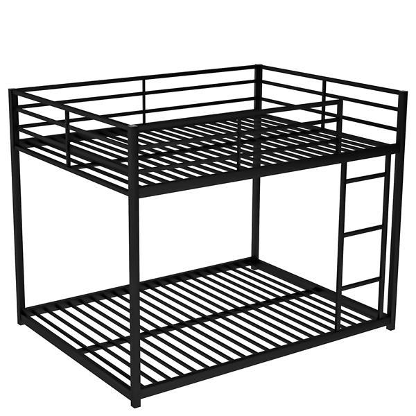 US Local Full Metal Bunk Bed, Low Bunk Bed With Ladder, Black