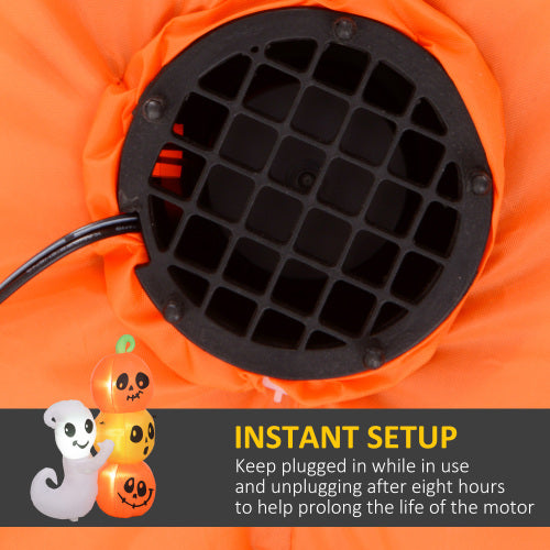 HOMCOM 5ft Inflatable Halloween Decoration Ghost And Pumpkin, Blow Up Outdoor LED Yard Display, Waterproof