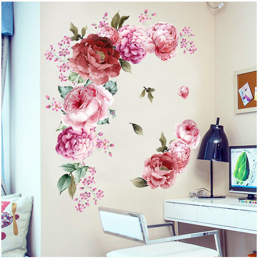 US Local Home Wall Living Room Decoration Watercolor Peonies Flower Decoration Stickers