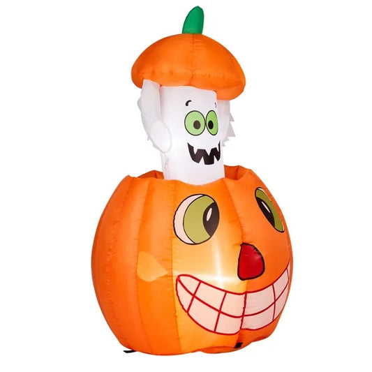 US Local 2.8 FT Halloween Inflatables Animated Pumpkin Ghost, Outdoor Decorations Blow Up Yard Decor With Built-in LEDs For Indoor Party Garden Lawn Decor