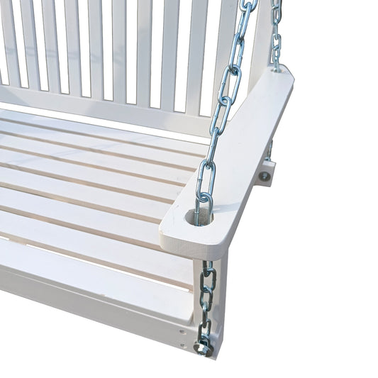US Local Front Porch Swing With Armrests, Wood Bench & Hanging Chains For Outdoor Patio