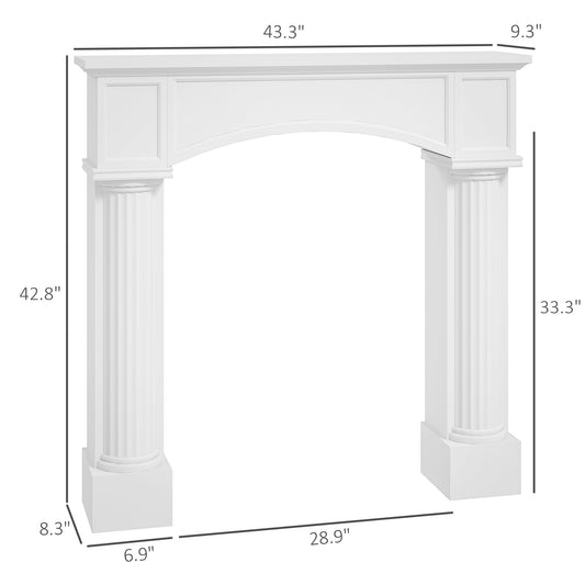 US Local Modern Fireplace Mantel, Freestanding Fireplace Surround For Electric Fireplaces, 43.3 W X 39.8 H, White