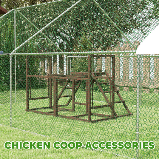 US Local Chicken Activity Play Set With Multiple Chicken Perches, Swing, Ladder, Platform For 3-4 Chickens, Coffee