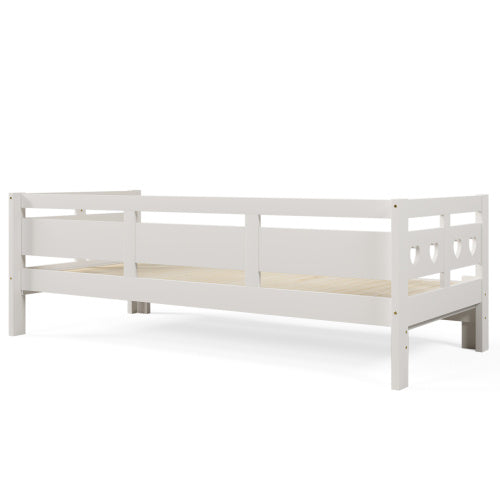 UK Local Daybed Cabin Bed Wooden 3FT Single Sofa Guest Bed Sofa Bed, Pull Out Trundle Wooden Bed Heart-Shaped For Children Adults Bed For Living Room And Bedroom -90 X190 Cm -White