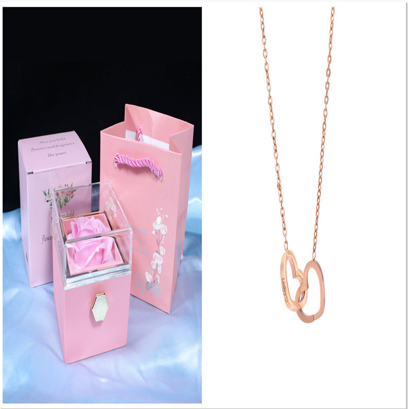US Local Rotating Soap Flower Rose Gift Box Creative Rotating Rose Jewelry Packaging Box Valentine's Day Gift For Women