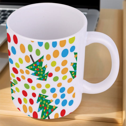 POD US Local White mug with full print, Christmas, Polka Dots, Colorful 0088