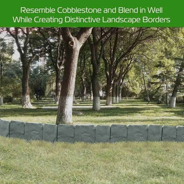 20 Pieces Of Pebble Effect Plastic Garden Lawn Edge Decorative Strip