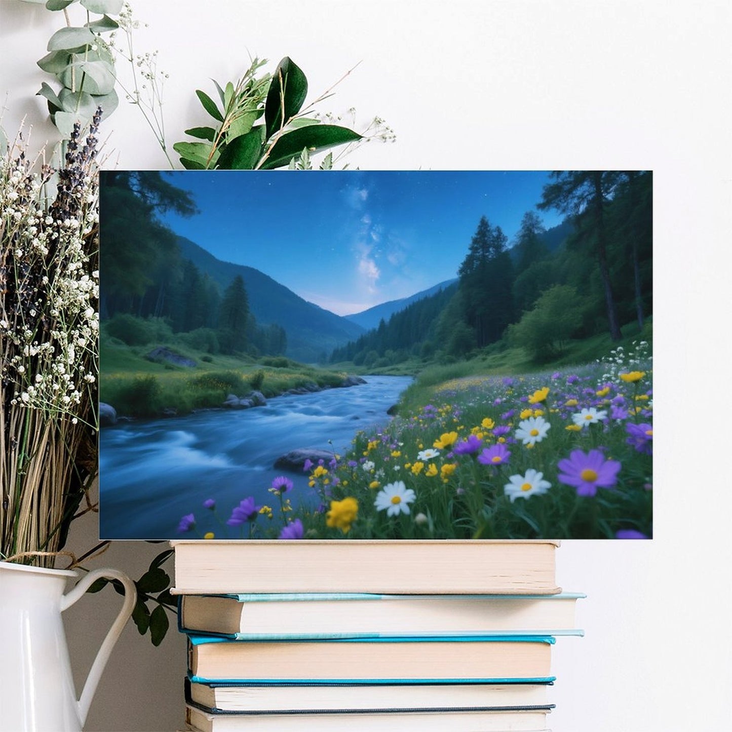Decorative Interior Frame Painting Mountain-river-starry-summer-6
