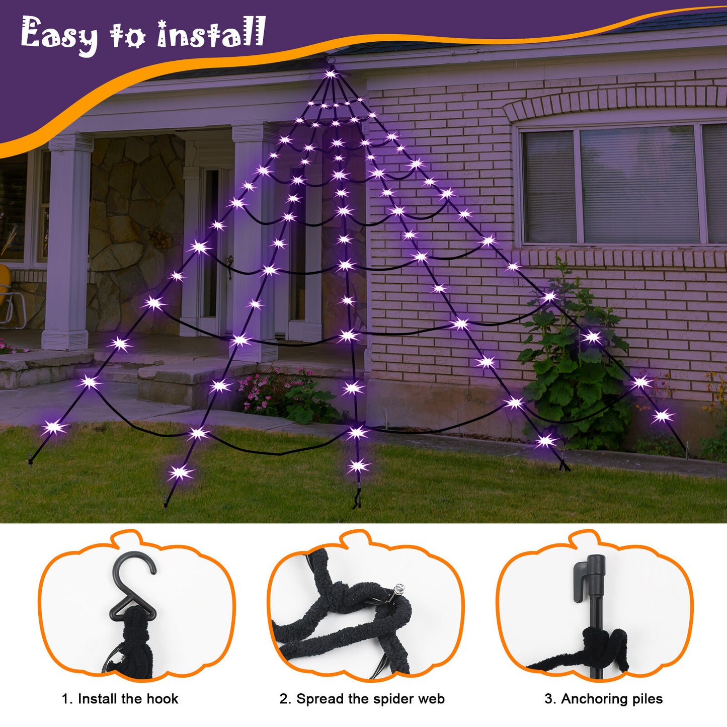 US & UK Local Halloween Decoration Giant Spider Web Party Props Decor Outdoo