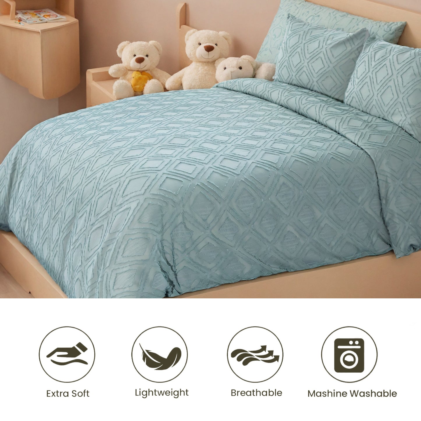 US Local Bohemian Style Quilt Cover Set, Cut Flower Quilt Cover, Tufted Quilt Cover Three-piece Set, One Quilt Cover And Two Pillowcases, Washable And Machine Washable Without Shrinkage, Suitable For Hotels