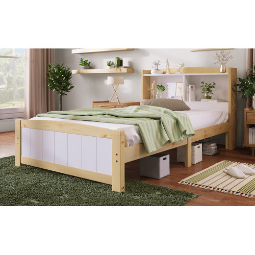 UK Local Solid Wooden Bed Frames, Single Storage Headboard Bed, 3FT Single 90 X 190 Cm Frame Only