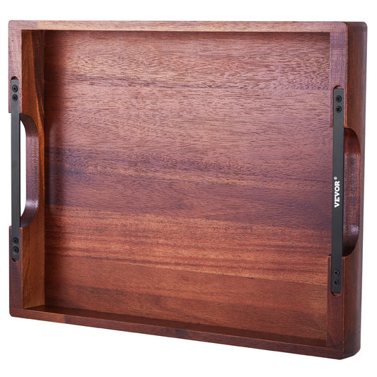 US Local Serving Tray 17x12.2 Inch Acacia Food Serving Table Laptop Desk With Handles