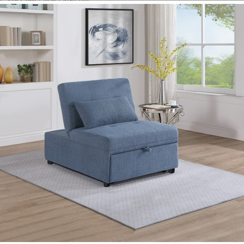 US Local Contemporary Blue Gray Sleeper Sofa Chair Pillow Plush Tufted Seat 1pc Convertible Sofa Chair Sherpa Fabric Couch