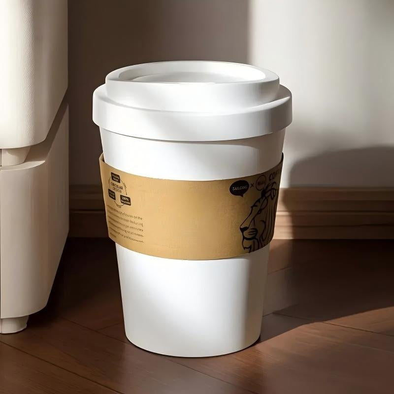 US Local 2025 New Elegant Lion Theme Coffee Cup Trash Can Deodorizing Push-On Lid Black And White Odor Resistance High Aesthetic Large Capacity