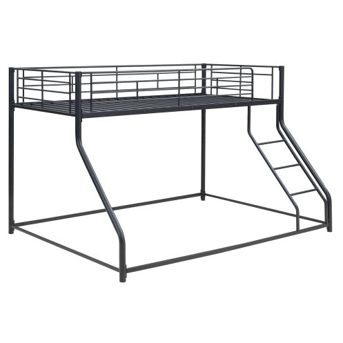 US Local Metal Floor Bunk Bed, Twin XL Over Queen, Black