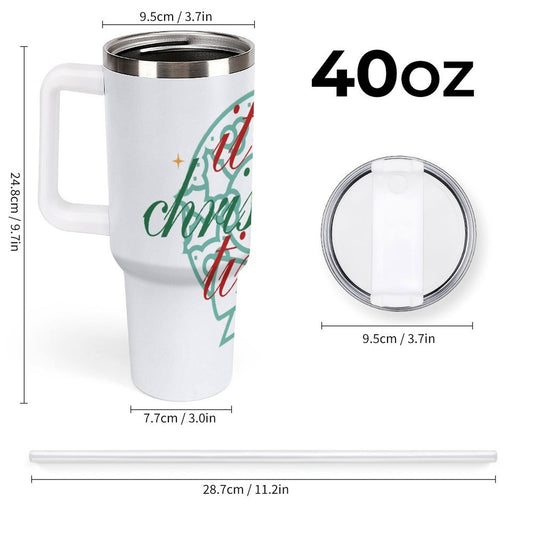 PHDT00330 POD US Local Tumbler 40 oz Large Capacity Car Cup Christmas Wreath, Green
