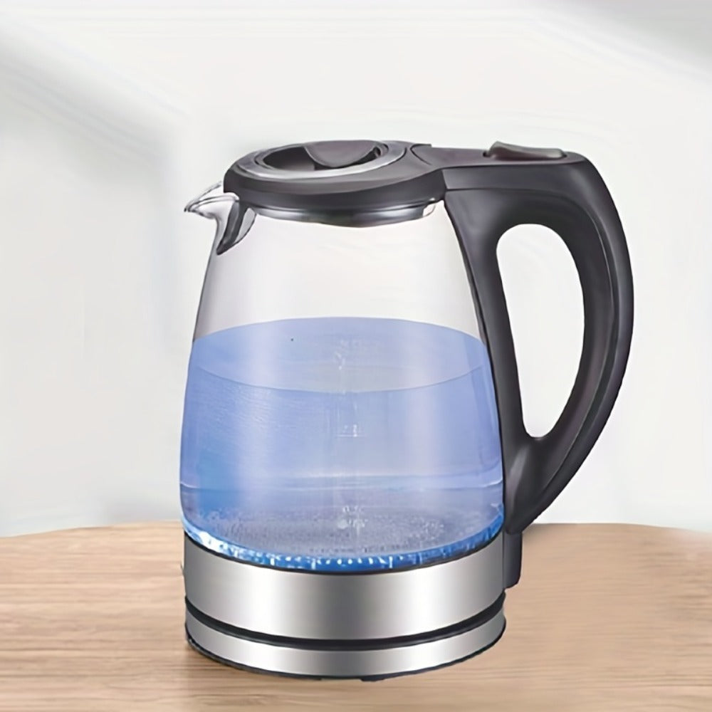 US Local Electric Kettle With Stainless Steel Filter And Inner Lid, 1200W Wide Opening 1.7L Glass Tea Kettle & Hot Water Boiler Black