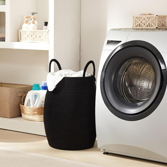 US Local Larry's Large Capacity Tall Model With Extended Handle Foldable Tassel-free Decorative Dirty Clothes Basket For Bedroom And Bathroom Clothing Storage