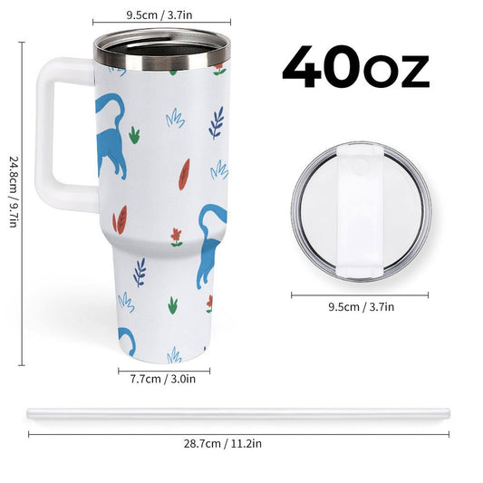 PHDT00265 POD US Local Tumbler 40 oz Large Capacity Car Cup Cat leaf flower blue orange