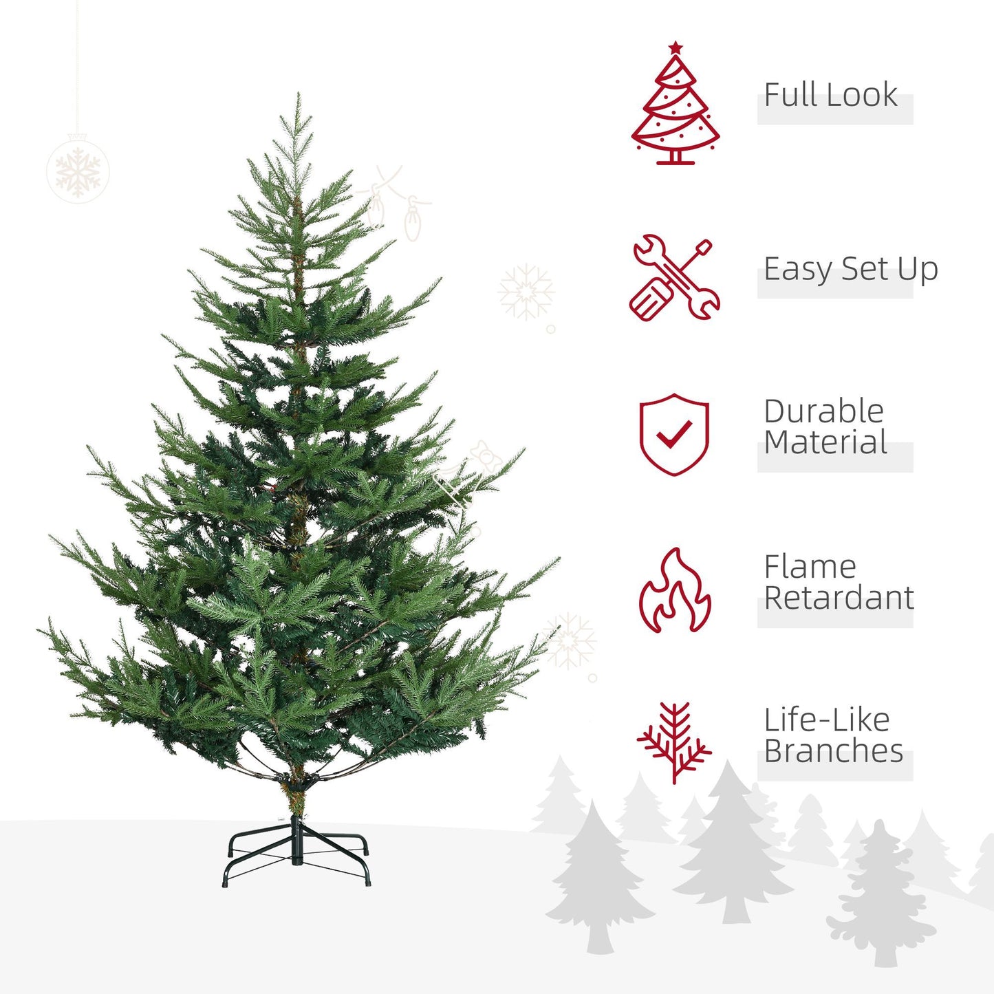 CA Local 6ft Artificial Christmas Tree With Metal Base, Xmas Tree