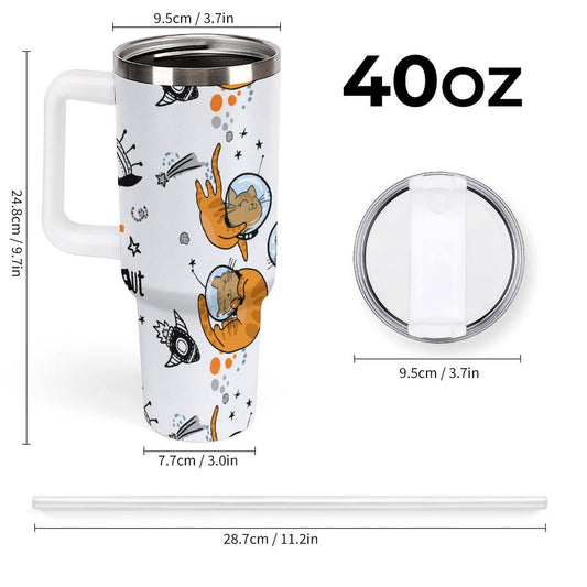 POD US Local Tumbler 40 oz Large Capacity Car Cup Space, Cat, Planet