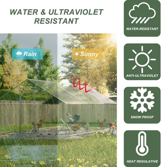 US Local Large Metal Chicken Coop, Walk-in Chicken Run,Galvanized Wire Poultry Chicken Hen Pen Cage, Rabbits Duck Cages With Waterproof And Anti-Ultraviolet Cover For Outside 10 L X 20 W X 6.56 H