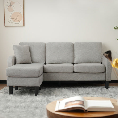 UK Local L-L-shaped Corner Sofa With Chaise Lounge 3Seater Sofa, 166 X 118 X 77 Cm, Breathable Cotton Linen Fabric, Plastic Legs, Modular Design, Ideal For Living Rooms, Apartments, And Offices