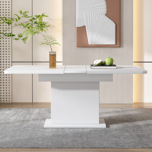 UK Local Extendable Dining Table, Dining Table With Storage, Rectangular Dining Table, Coffee Leisure Table, Modern Simple Iron Dining Table, Space-saving Multifunctional Dining Table, White
