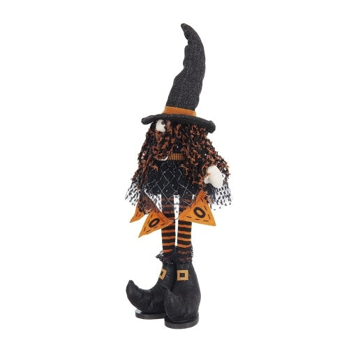 8.3x5x24 Fabric Standing Gnome W Orange Banner Spring Body, For Halloween Decor