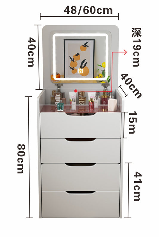 US Local 3 In 1 Vanity Desk With Plip Top Mirror,Small Make Up Vanity Set With Visible Glass Desktop,Compact