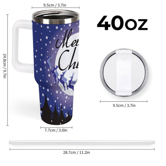 PHDT00324 POD US Local Tumbler 40 oz Large Capacity Car Cup Christmas Tree Reindeer Santa Claus Snowflake Moon Dark Blue
