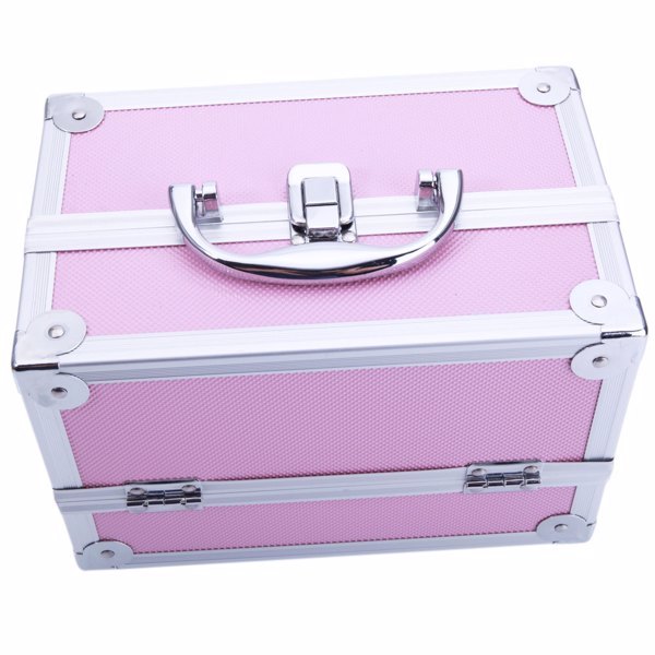 US Local Handheld Top Double Opening Aluminum Alloy Makeup Case With Mirror