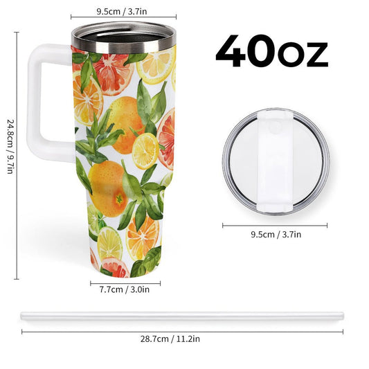 PHDT00526 POD US Local Tumbler 40oz Large Capacity Car Cup Fruits, Oranges Yellow
