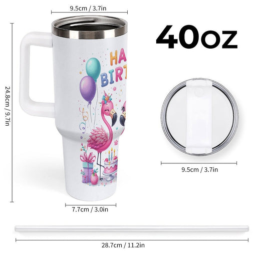 PHDT00510 POD US Local Tumbler 40oz Large Capacity Car Cup Flamingo, Birthday