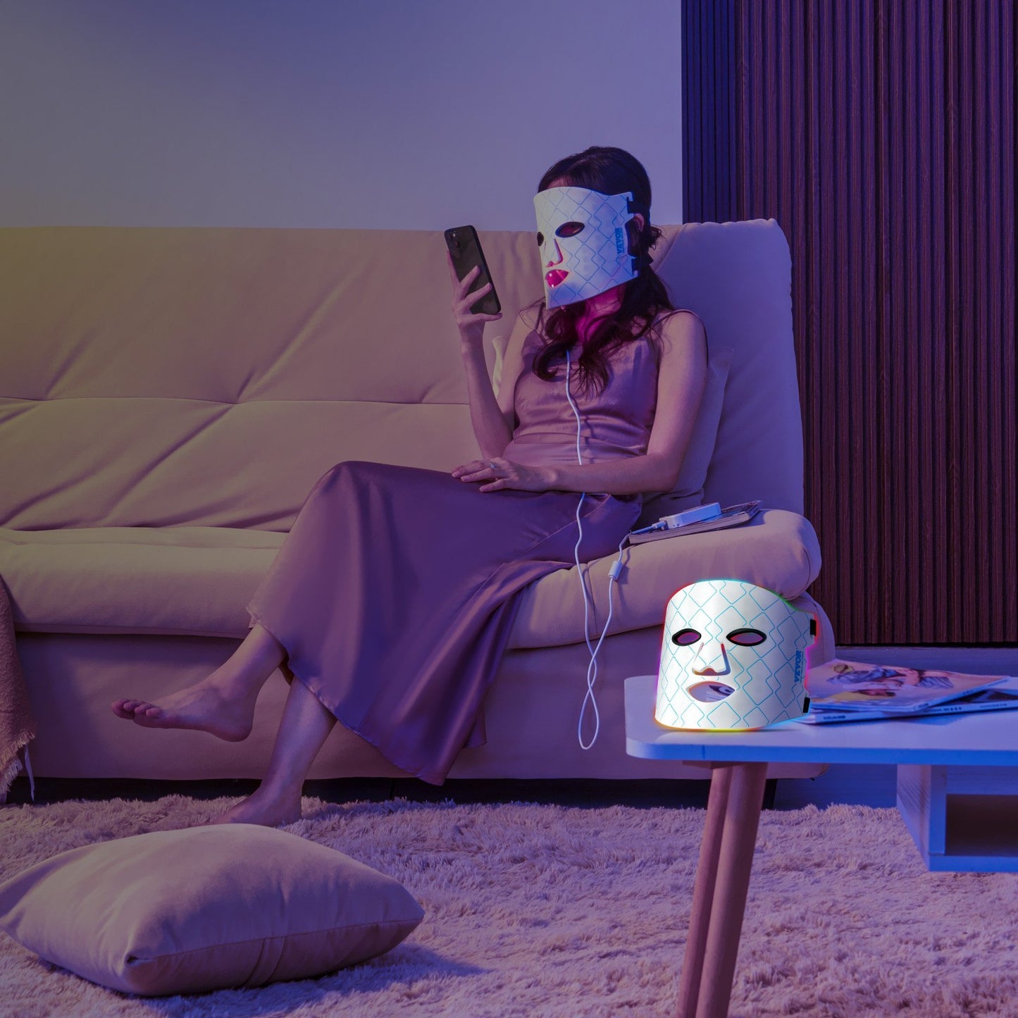 US Local VEVOR Red Light Therapy Mask 7-Color LED Face Mask Light Therapy With 850nm NIR