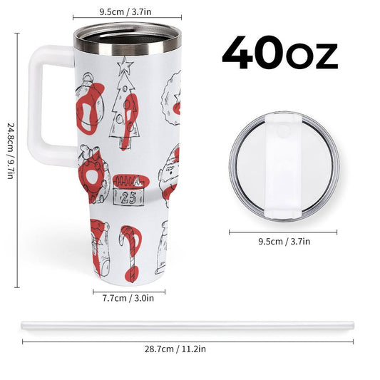 POD US Local Tumbler 40 oz Large Capacity Car Cup Christmas Sketch, Color Block