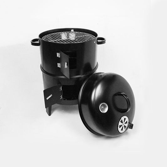 Double Layer Smokeless BBQ Grill & Braising Oven - Vertical Charcoal Smoker For Effortless, Healthy Outdoor Cooking With Minimal Grease Smoke