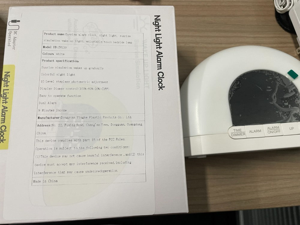 US Local Fashion Design Color Night Light Sunrise Alarm Clock Wake Up Light With Touch Control Half Circle Double Clock Europe White