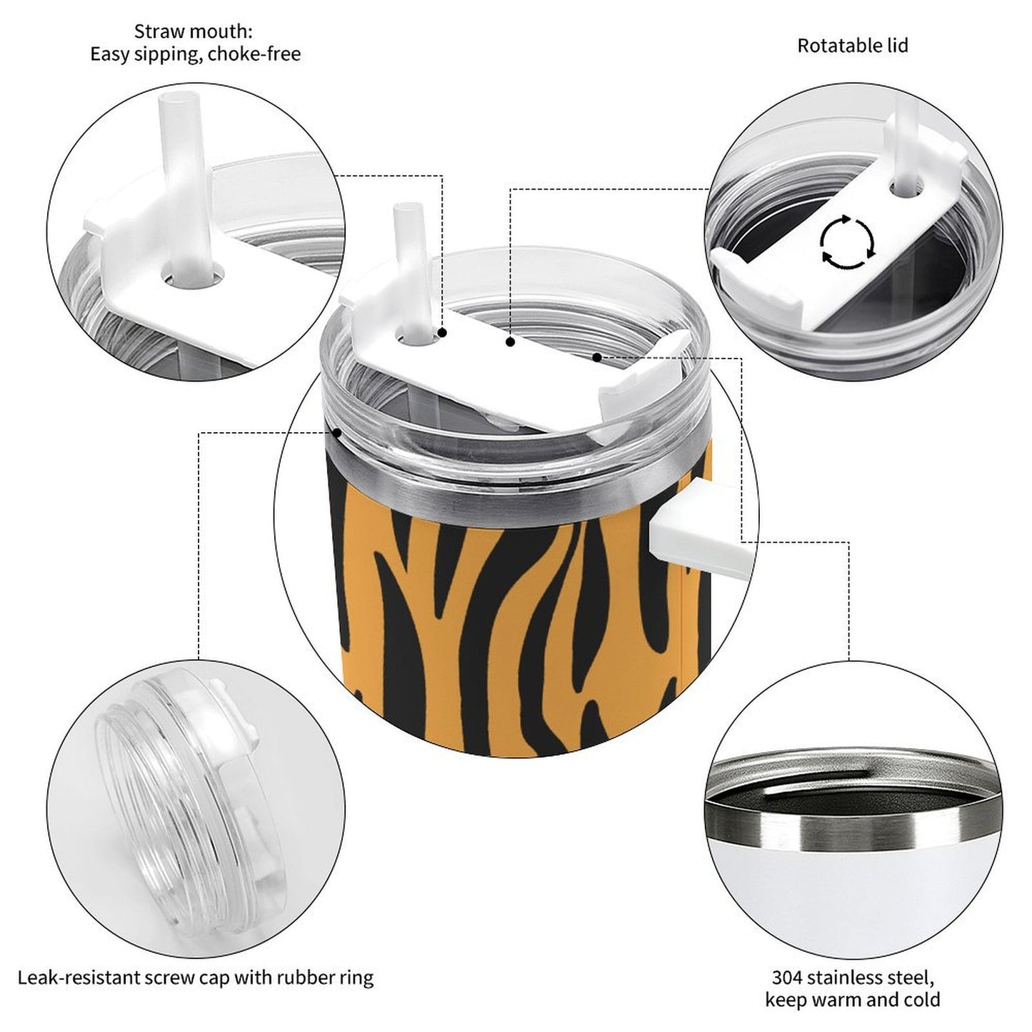 PHDT00481 POD US Local Tumbler 40 oz Large Capacity Car Cup Yellow Tiger